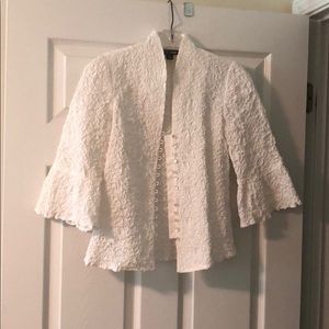 GO Silk White textured button down top